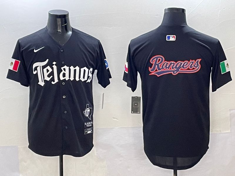 Men Texas Rangers Blank Black Five generations Joint Name 2025 Nike MLB Jersey style 7